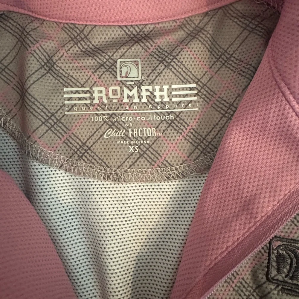 Romfh Pink and Brown Plaid Long Sleeve Quarter-Zip Top - Picture 3 of 4